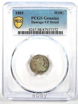 1801 Draped Bust Half Dime H10C Coin Certified PCGS VF Details Rare Date