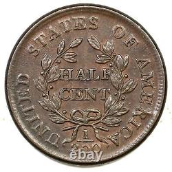 1804 C-10 R-1 Draped Bust Half Cent Coin 1/2c