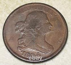 1804 Draped Bust Half Cent 1/2c SPIKED CHIN Ungraded US Copper Coin CC17623