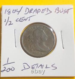 1804 Draped Bust Half Cent Coin Great Detail see pictures