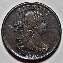 1804 Draped Bust Half Cent Crosslet 4/Stems US 1/2c Copper Penny Coin L36
