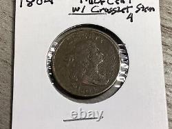 1804 Draped Bust Half Cent Crosslet 4, WithStems -Half-Cent-082623-0058