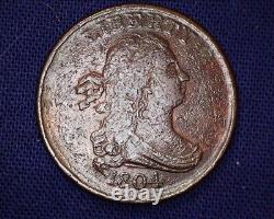 1804 Draped Bust Half Cent Crosslet 4 With Stems Low Mintage #S148