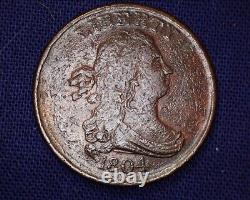 1804 Draped Bust Half Cent Crosslet 4 With Stems Low Mintage #S148