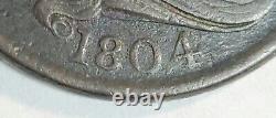 1804 Draped Bust Half Cent Crosslet 4 With Stems + Rotated Reverse Die Error