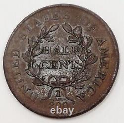 1804 Draped Bust Half Cent Plain 4 Stemless Grading VF Nice Original Coin h1