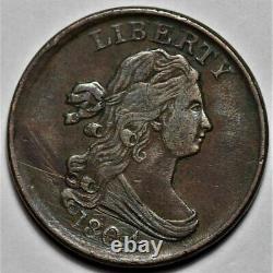 1804 Draped Bust Half Cent Plain 4/Stemless (Scratched) 1/2c Penny L41