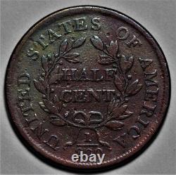 1804 Draped Bust Half Cent Plain 4, Stemless US 1/2c Copper Penny L43