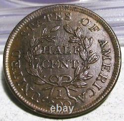 1804 Draped Bust Half Cent Spiked Chin Ch/au Rare Us Coin