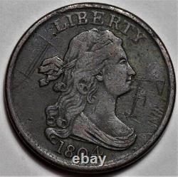 1804 Draped Bust Half Cent Spiked Chin Graffiti US 1/2c Copper Penny L36