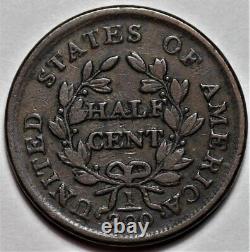 1804 Draped Bust Half Cent Spiked Chin Scratches US 1/2c Copper Penny L3