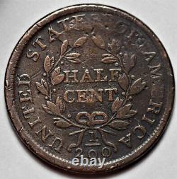 1804 Draped Bust Half Cent Spiked Chin US 1/2c Copper Penny Coin L38