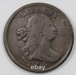 1804 Draped Bust Spiked Chin US Copper Half Cent 1/2C C-6 REV BREAKS