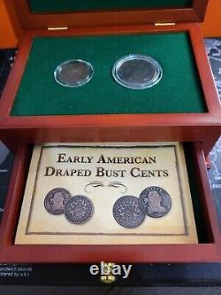1804 Half Cent and 1802 1 Cent in Early American Draped Bust Cents Display