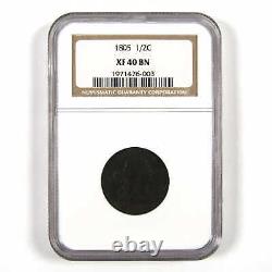 1805 Large 5 with Stems Draped Bust Half Cent XF 40 BN NGC SKUI8957