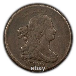 1806 1/2c Draped Bust Half Cent Error Rotated Chocolate Brown VF+ B1970