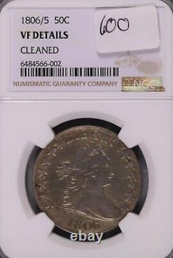 1806/5 Draped Bust Half Dollar NGC VF Details Cleaned #002