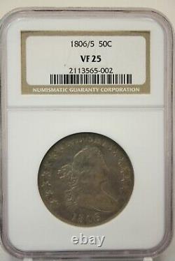 1806/5 Draped Bust Half Silver Dollar 50C NGC VF25 #5002