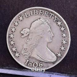 1806 Bust Half Dollar Pointed 6 No Stem Ch XF/AU Details (#37935)