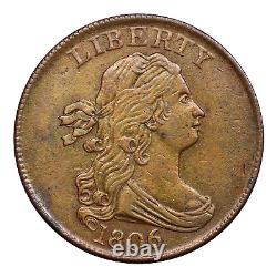 1806 Draped Bust Half Cent Small 6, No Stems PCGS AU Details