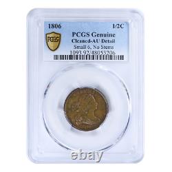 1806 Draped Bust Half Cent Small 6, No Stems PCGS AU Details