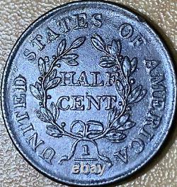 1806 Draped Bust Half Cent Small 6, No Stems (c-1, B-3) Au