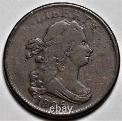 1806 Draped Bust Half Cent Small 6/Stemless US 1/2c Copper Penny Coin L33