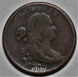 1806 Draped Bust Half Cent Small 6/Stemless US 1/2c Copper Penny Coin L34