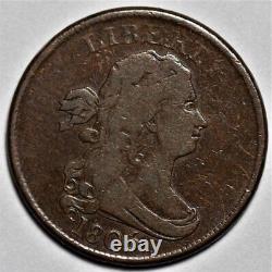 1806 Draped Bust Half Cent Small 6/Stemless US 1/2c Copper Penny Coin L35