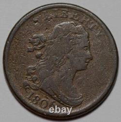 1806 Draped Bust Half Cent Small 6/Stemless US 1/2c Copper Penny Coin L43