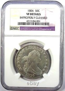 1806 Draped Bust Half Dollar 50C Coin Certified NGC VF Details Rare Date