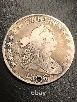 1806 Draped Bust Half Dollar- 6 Over Inverted 6, O-111A, Fine/VF Details
