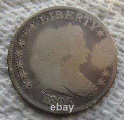 1806 Draped Bust Half Dollar Rare Early Date Type Coin Full Date Cleaned