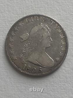 1806 Draped Bust Silver Half Dollar, Small Star, Stem thru Claw Pt 6