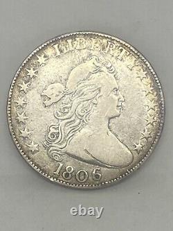 1806 Draped Bust Silver Half Dollar, Small Star, Stem thru Claw Pt 6