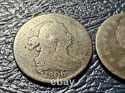 1806 (LARGE 6)WithSTEMS DRAPED BUST And 1809 Classic Head Half Cents NICE