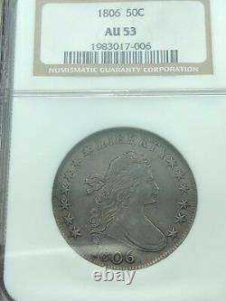 1806- Ngc, Au-53, Draped Bust Silver Half Dollar- Outrageous Patina