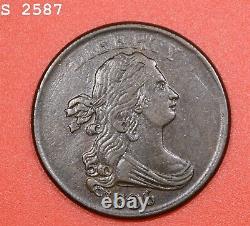 1806 SM 6, No Stems Draped Bust Half Cent XF+ Free S/H After 1st Item