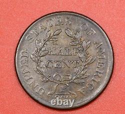 1806 SM 6, No Stems Draped Bust Half Cent XF+ Free S/H After 1st Item
