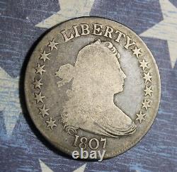 1807 0-101 Draped Bust Silver Half Dollar Collector Coin, Free Shipping