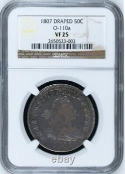 1807 50C Draped Bust Silver Half Dollar NGC VF25 O-110a