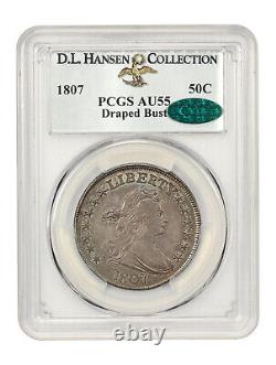 1807 50c PCGS/CAC AU55 (Draped Bust) ex D. L. Hansen Bust Half Dollar
