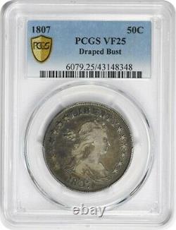 1807 Bust Silver Half Dollar Draped VF25 PCGS