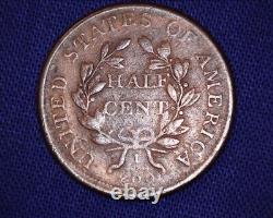 1807 Draped Bust Half Cent Low Mintage of 476,000 #S150