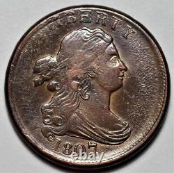 1807 Draped Bust Half Cent Whizzed US 1/2c Copper Penny Coin L43