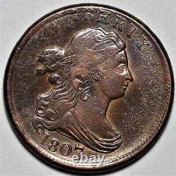 1807 Draped Bust Half Cent Whizzed US 1/2c Copper Penny Coin L43