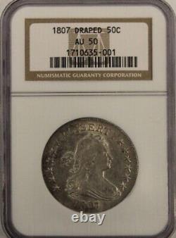 1807 Draped Bust Half Dollar NGC Graded AU 50 #1710635-001 Early Heraldic Eagle