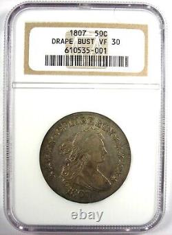 1807 Draped Bust Silver Half Dollar 50C Coin Certified NGC VF30 Rare Date