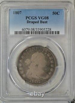 1807 Draped Bust half dollar, PCGS VG08. Type Coin Company
