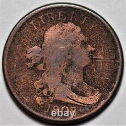 1808/7 Draped Bust Half Cent Graffiti US 1/2c Copper Penny Coin L34